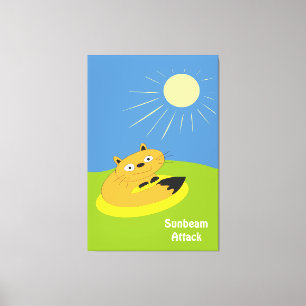 Cozy Introvert Cat Sunbeam Humour Illustration Canvas Print