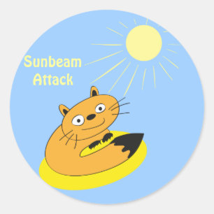 Cozy Introvert Cat Sunbeam Humour Illustration Classic Round Sticker