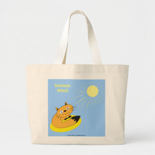 Cozy Introvert Cat Sunbeam Humour Illustration Large Tote Bag