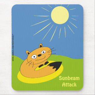 Cozy Introvert Cat Sunbeam Humour Illustration Mouse Pad