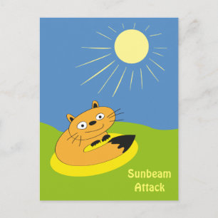 Cozy Introvert Cat Sunbeam Humour Illustration Postcard