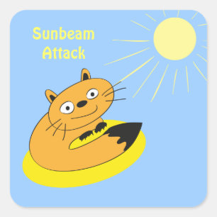 Cozy Introvert Cat Sunbeam Humour Illustration Square Sticker