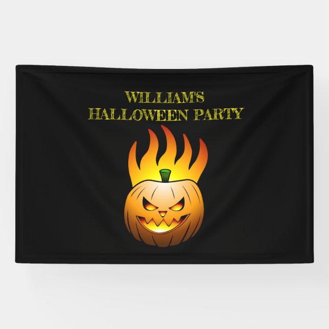 Cozy Jack o'lantern Halloween Pumpkin Banner (Horizontal)