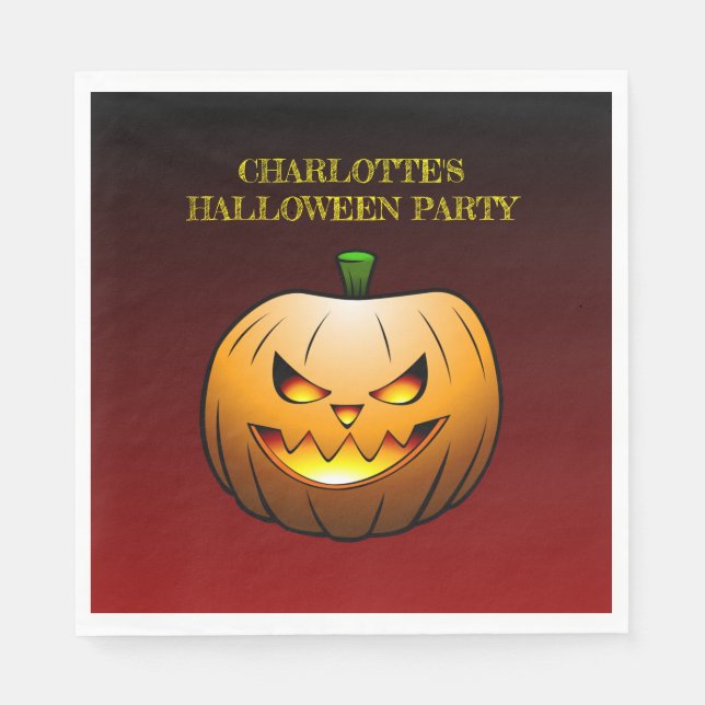 Cozy Jack o'lantern Halloween Pumpkin Napkin (Front)