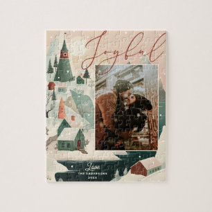 Cozy Joyful Christmas   Holiday Village & Photo Jigsaw Puzzle