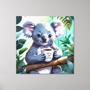 Cozy Jungle Koala Coffee Canvas Print