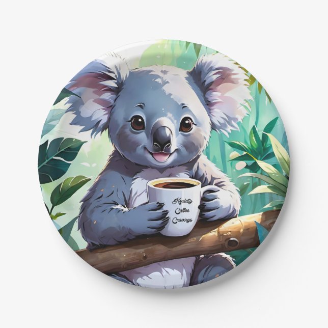 Cozy Jungle Koala Coffee Paper Plate (Front)