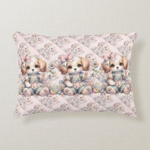 Cozy Kawaii Cottagecore Farmcore Puppy Style Accent Pillow