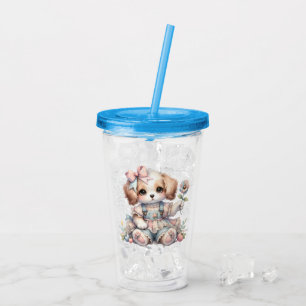 Cozy Kawaii Cottagecore Farmcore Puppy Style Acrylic Tumbler