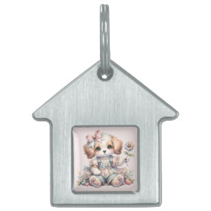 Cozy Kawaii Cottagecore Farmcore Puppy Style Pet ID Tag