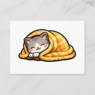 Cozy Kitten in Blanket Cute Kawaii Cat Business  Calling Card