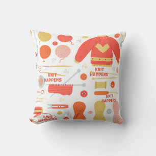Cozy Knit Happens Throw Pillow