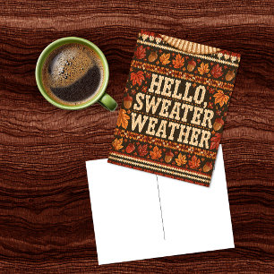 Cozy Knit Hello Sweater Weather Postcard
