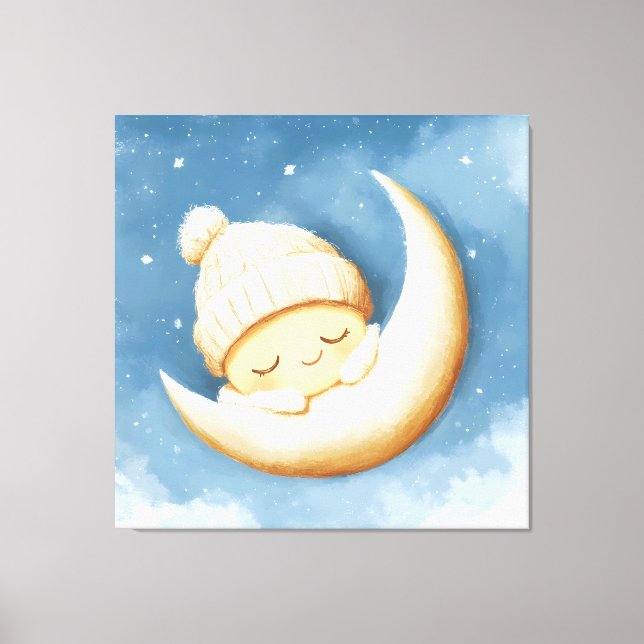 Cozy Knit Nap Cresent Moon Canvas Print (Front)