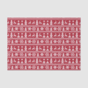 Cozy Knit Red Knitted Sweater Pattern Christmas Tissue Paper