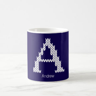 Cozy Knitted Alphabet Letter A Coffee Mug