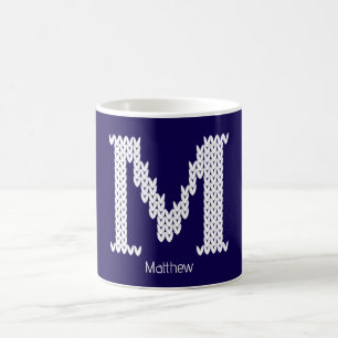 Cozy Knitted Alphabet Letter M Coffee Mug