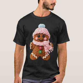 Cozy Knitted Gingerbread Winter Character  T-Shirt