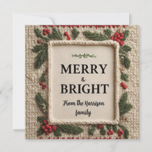 Cozy Knitted "Merry & Bright" Christmas Design Holiday Card