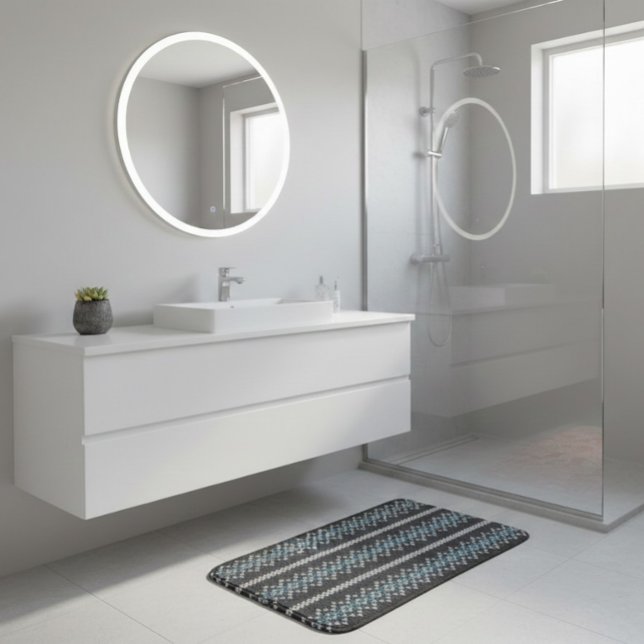 Cozy Knitted Pattern Black and Grey  Bath Mat (Creator Uploaded)