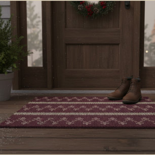 Cozy Knitted Pattern Black and Grey  Doormat