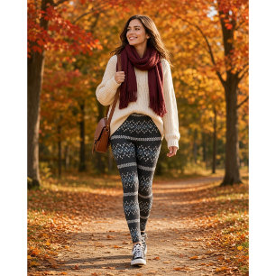 Cozy Knitted Pattern Black and Grey Leggings