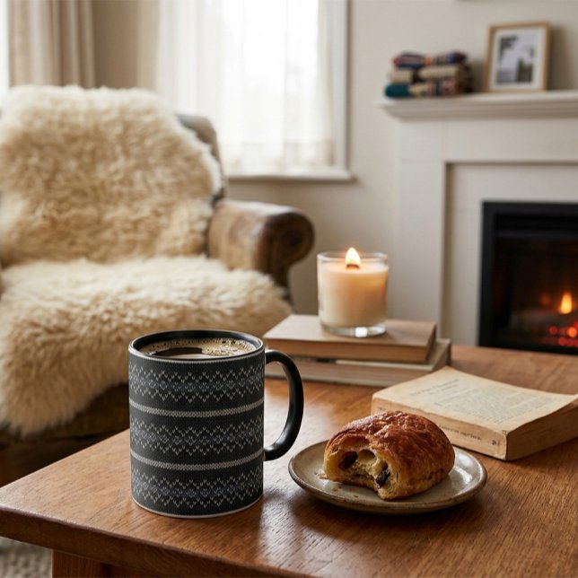 Cozy Knitted Pattern Black and Grey Mug (Creator Uploaded)