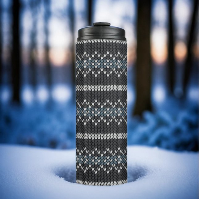 Cozy Knitted Pattern Black and Grey  Thermal Tumbler (Creator Uploaded)