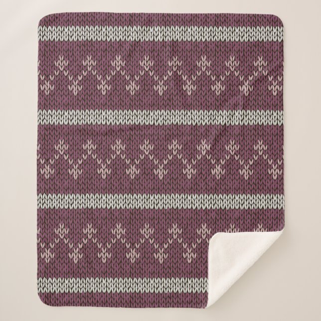 Cozy Knitted Pattern Throw Blanket in Burgundy  (Front)