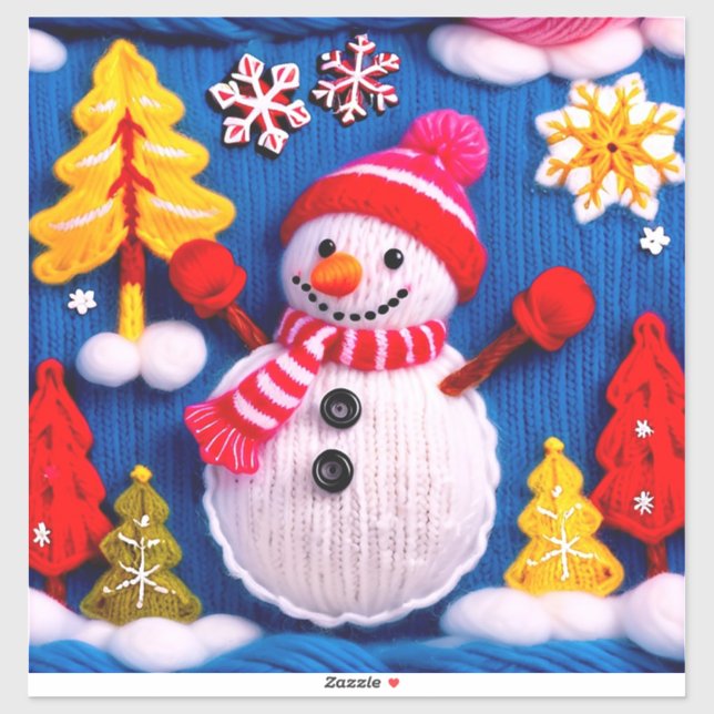 Cozy Knitted Snowman With Red Hat (Sheet)