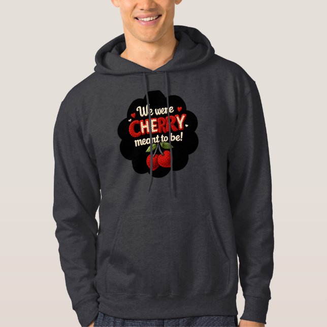 Cozy knitted-style typography and adorable cherry  hoodie (Front)