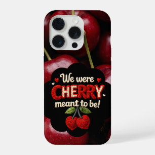 Cozy knitted-style typography and adorable cherry  iPhone 15 pro case