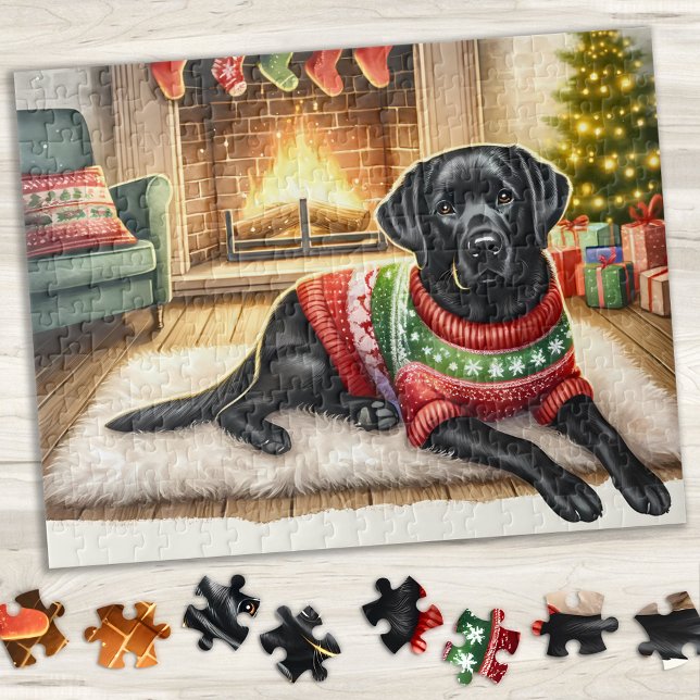 Cozy Labrador Retriever Christmas Puppy Dog Jigsaw Puzzle (Creator Uploaded)