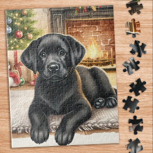 Cozy Labrador Retriever Dog Christmas Puppy Jigsaw Puzzle