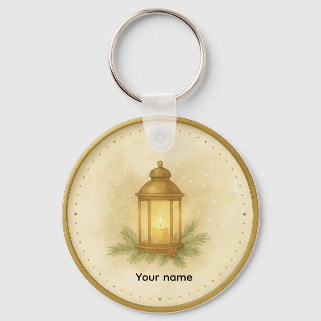 Cozy Lantern Winter Wall Clock – MerryMist Warm Gl Keychain (Front)