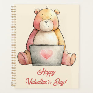 Cozy Laptop Bear Valentine`s Day Planner