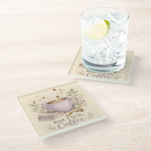 Cozy Lavender Watercolor Coffee Glass Coaster