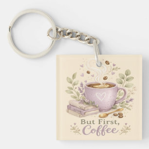 Cozy Lavender Watercolor Coffee Keychain
