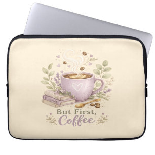 Cozy Lavender Watercolor Coffee Laptop Sleeve