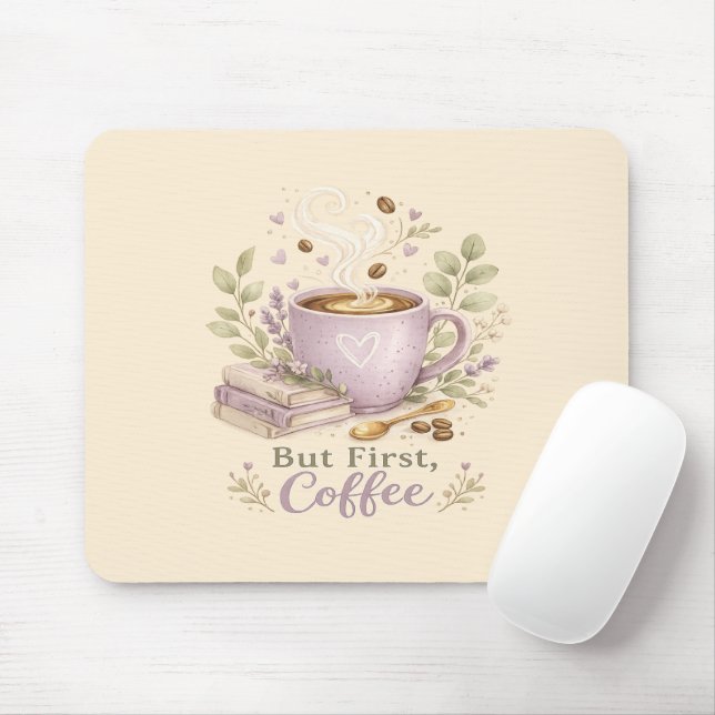 Cozy Lavender Watercolor Coffee Mouse Pad (With Mouse)