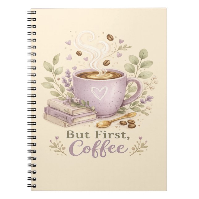 Cozy Lavender Watercolor Coffee Notebook (Front)
