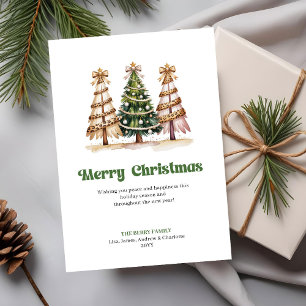 Cozy Leopard Earthy Watercolor Christmas Tree Card