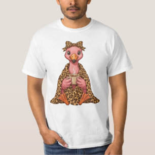 Cozy Leopard Flamingo Autumn Fall Vibe Gift custom T-Shirt