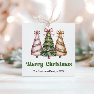 Cozy Leopard Print Christmas Custom Name Gift Tags