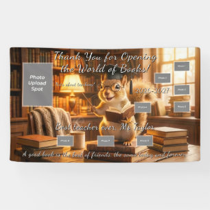 Cozy Library Squirrel Teacher Appreciation Banner