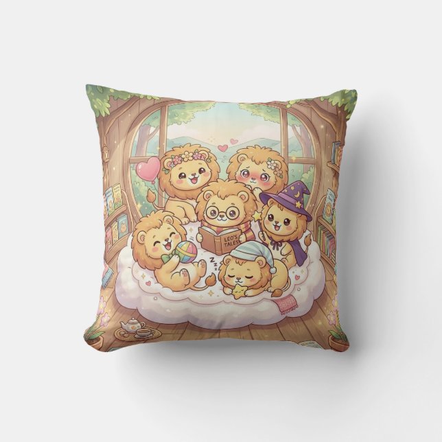Cozy Lion Storytime Pillow (Front)