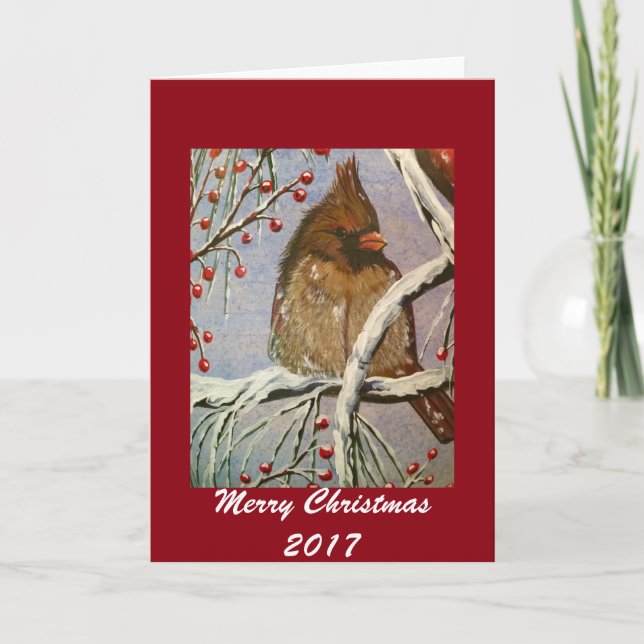 Cozy Little Cardinal Greeting Card (Front)