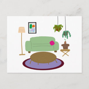 Cozy Living Room Plant Lover Home Decor Postcard