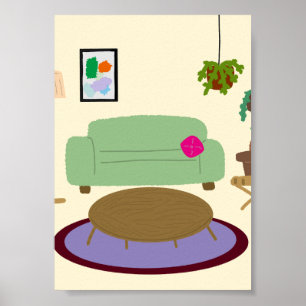 Cozy Living Room Plant Lover Interior Poster