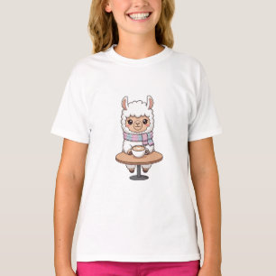 Cozy Llama Coffee Café Kids T-Shirt